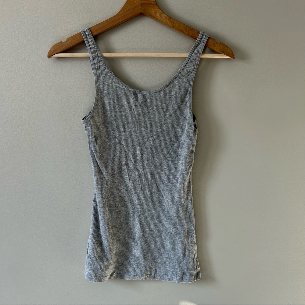 Community Gray Ribbed Tank Top XXS - Picture 2 of 4